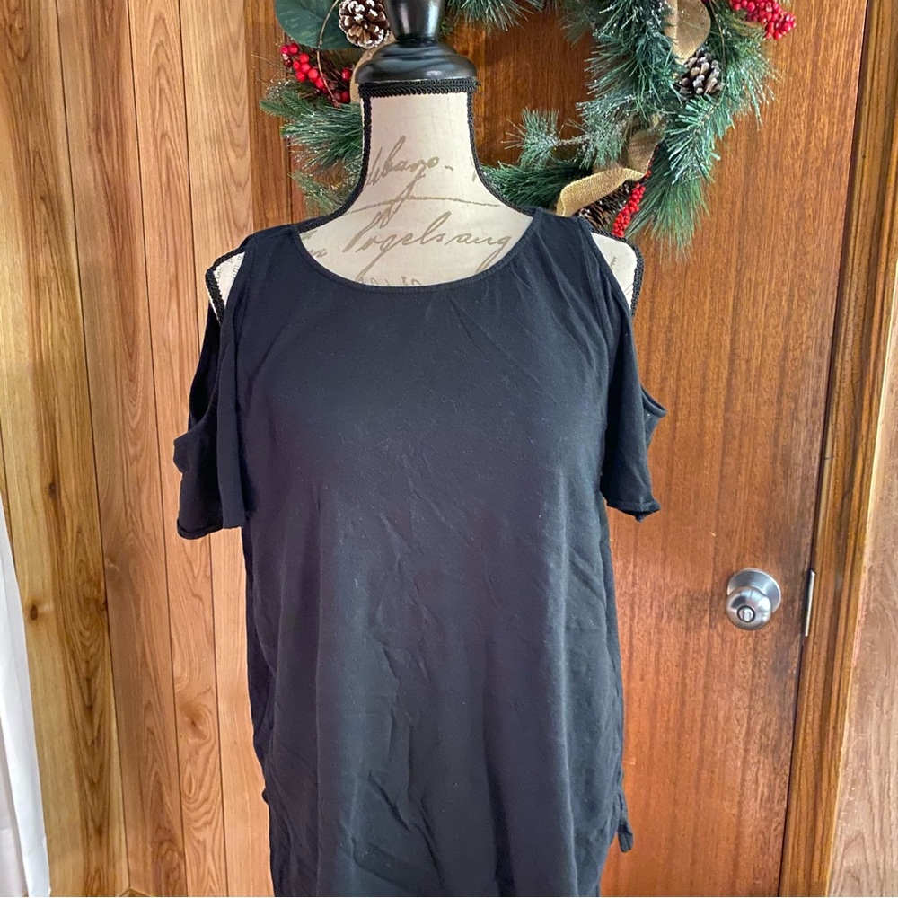 Cold Shoulder Flutter Sleeve Tee - image 2